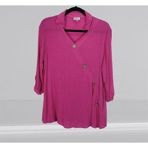 Avenue Size 14/16 Pink V Neck 3/4 Sleeve Tunic
